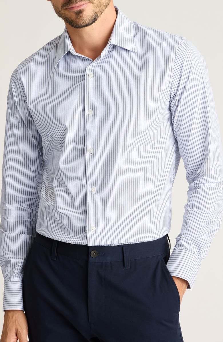 Bonobos Tech Slim Fit Stripe Performance Button-Up Shirt, Main, color, Blue Lavender Twill Stripe