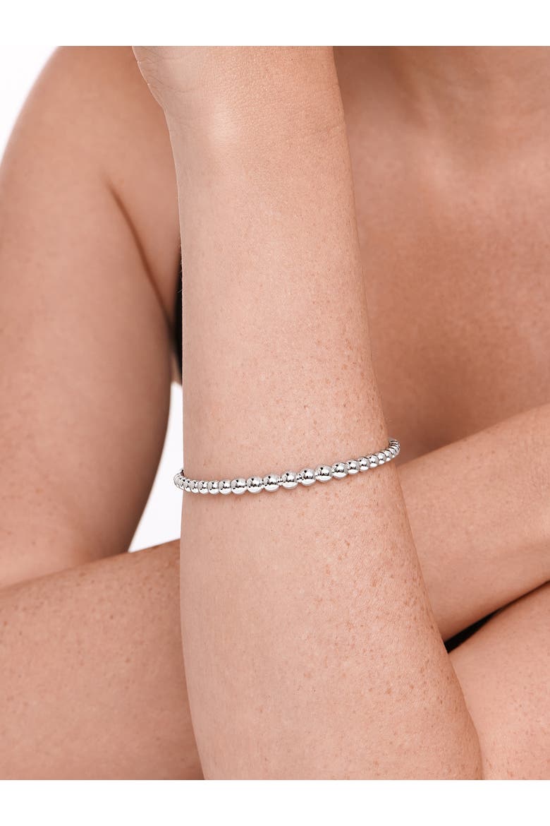 Beaded Ball Bangle Bracelet in Rhodium Plated Sterling Silver, Alternate, color, Silver