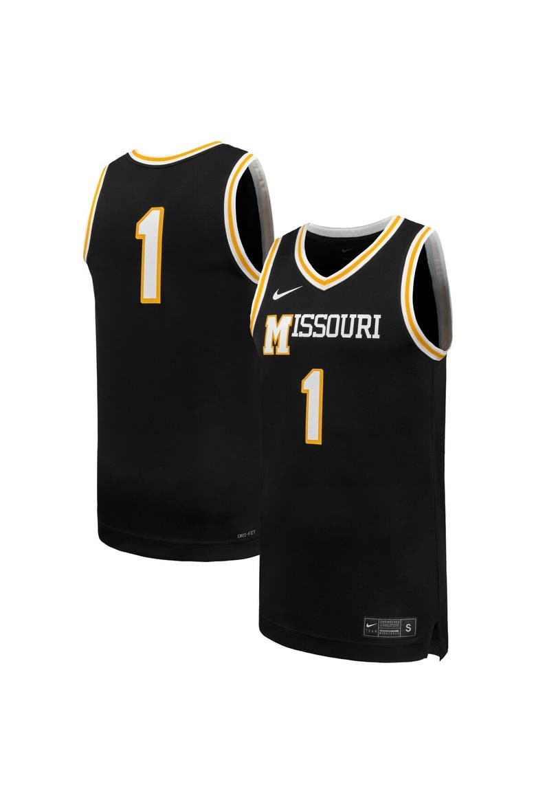Men's Nike #1 Black Missouri Tigers Replica Basketball Jersey, Main, color, Black