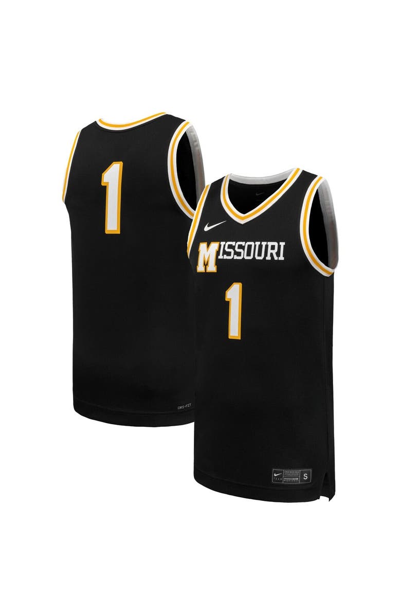 Nike Men's Nike #1 Black Missouri Tigers Replica Basketball Jersey, Main, color, Black