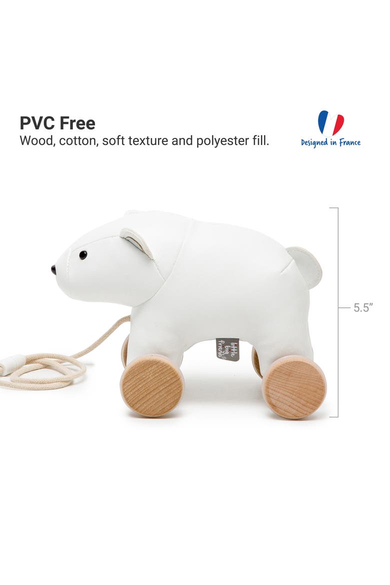 Polar Bear Pull Along Friends - Plush Toy with Wooden Wheels, Alternate, color, White