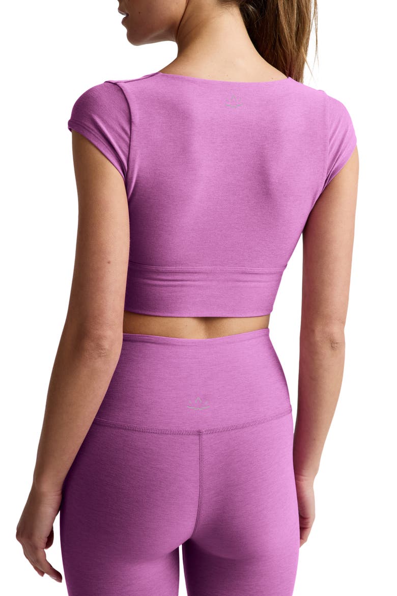 Space Dye Twist Front Crop Top, Alternate, color, FUN FUCHSIA HEATHER