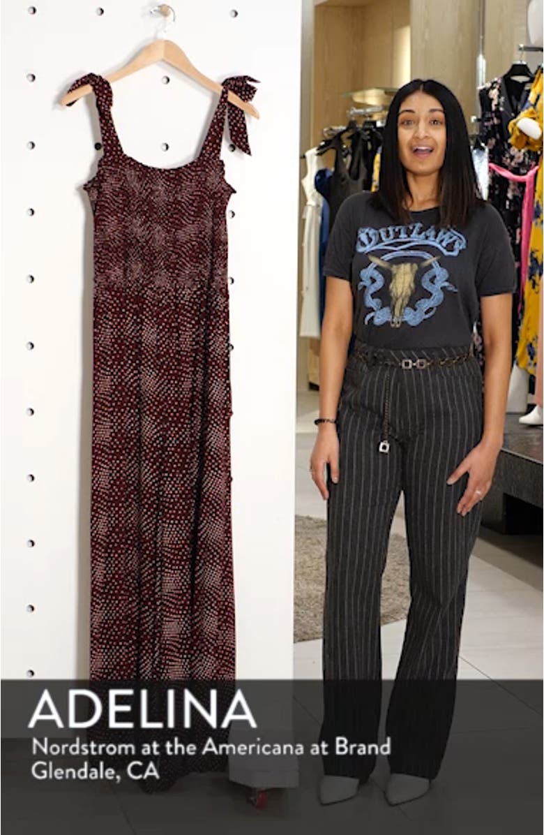 Polka Dot Smocked Wide Leg Jumpsuit, sales video thumbnail