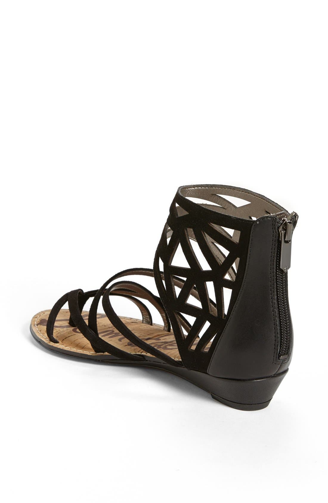 'Dana' Leather Sandal, Alternate, color, BLACK
