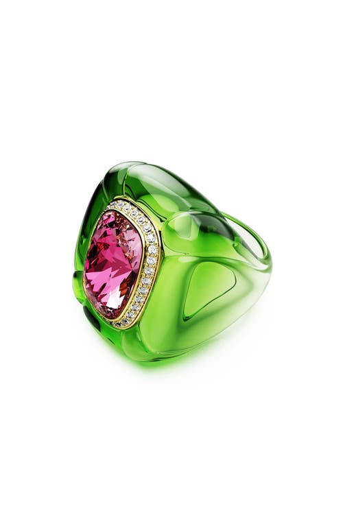 Swarovski Dulcis Multicolor Crystal Statement Ring In Green/pink