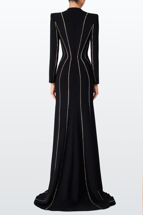 Jenny Packham Victoire Rhinestone-embellished Maxi Gown In Black