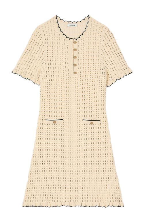 Sandro Open Knit Mini Dress In Vanilla