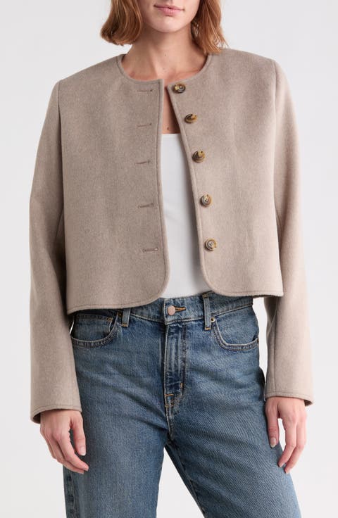Cropped Collarless Jacket