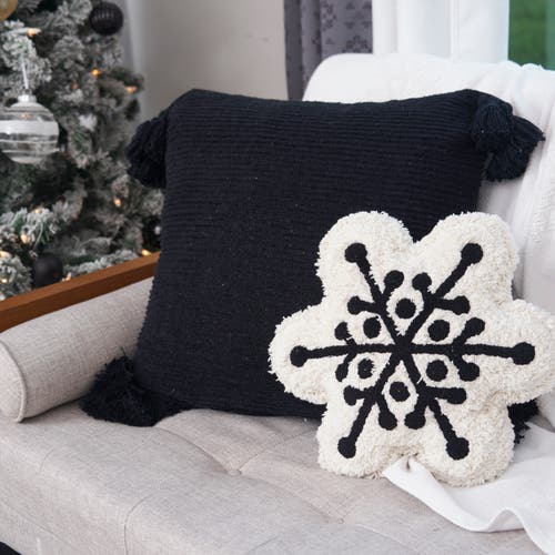 Carol & Frank Scarlett Snowflake Shaped Throw Pillow In White