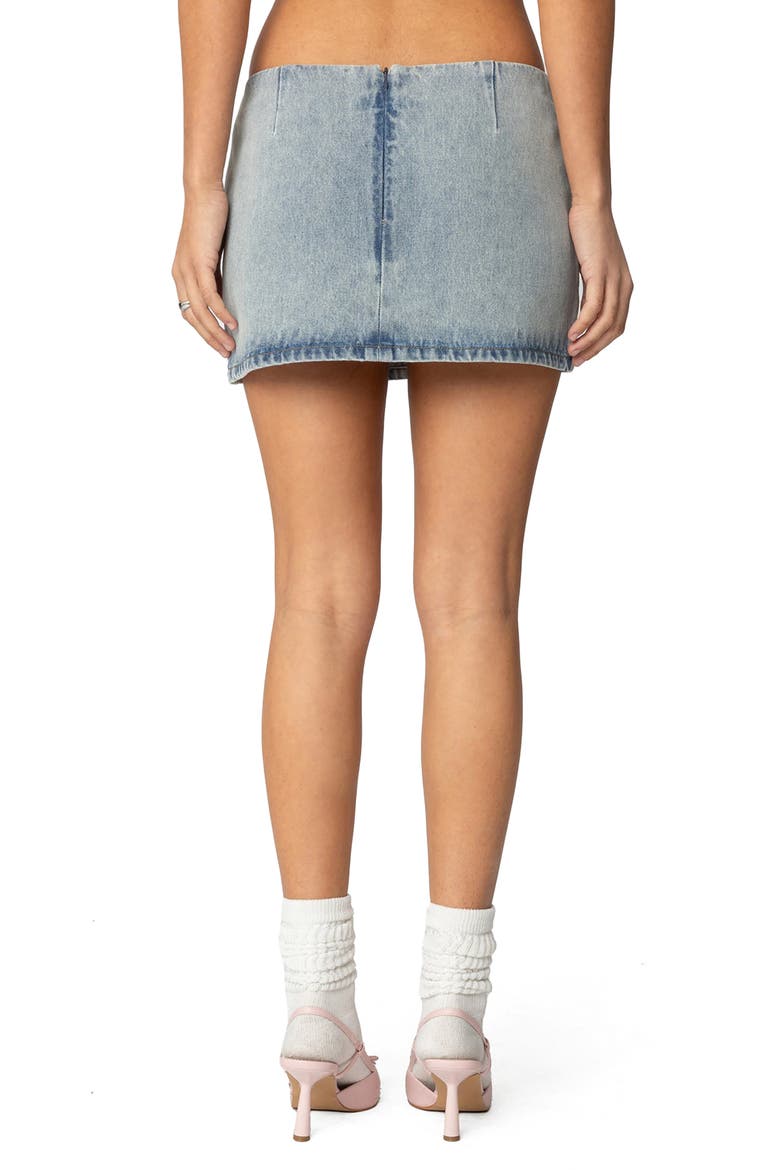 Bowdie Washed Denim Miniskirt, Alternate, color, LIGHT-BLUE