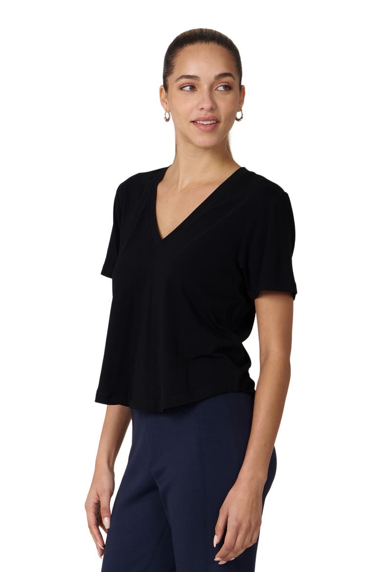 Rebody Essentials V Neck Short Sleeve Top, Alternate, color, Black