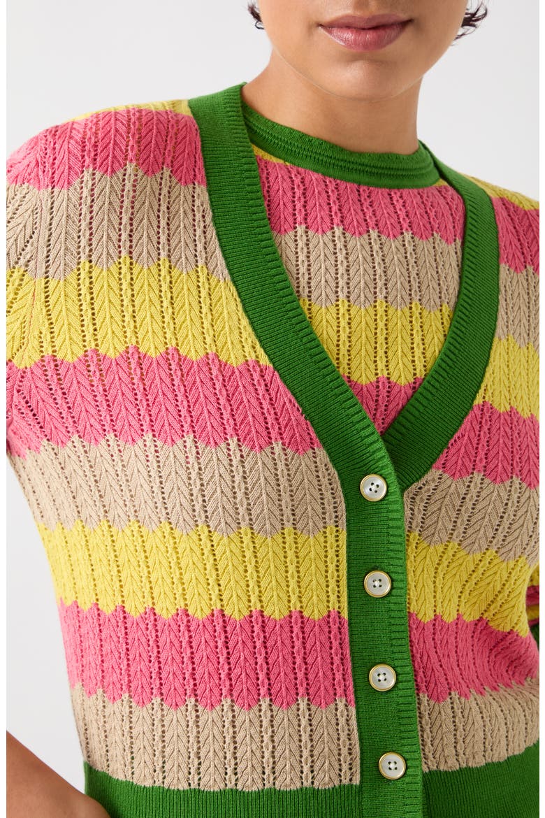 Cinzia Zigzag Pointelle Cardigan, Alternate, color, GREEN