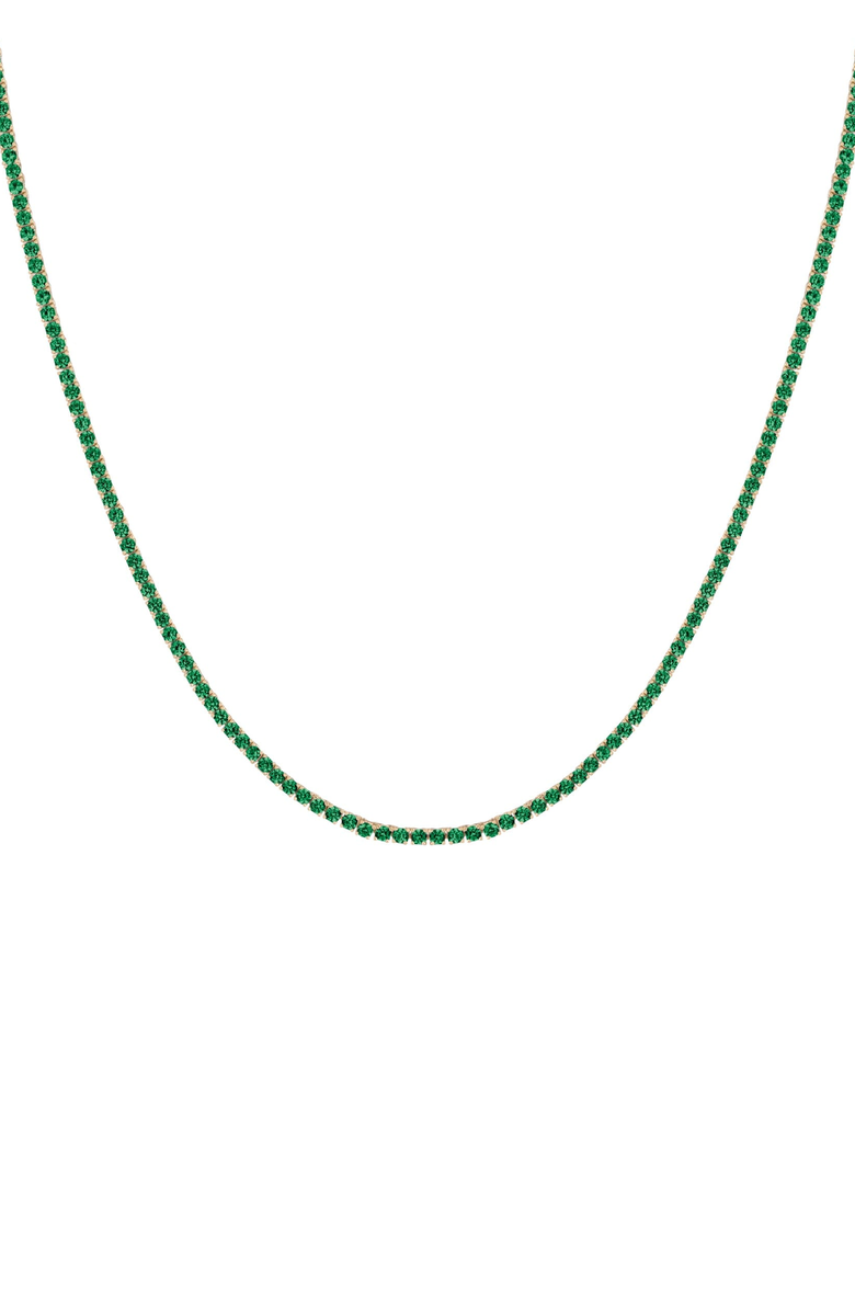 Aurate New York Lab Grown Green Emerald Tennis Necklace, Main, color, Green Emerald