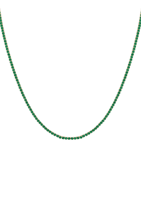 Lab Grown Green Emerald Tennis Necklace