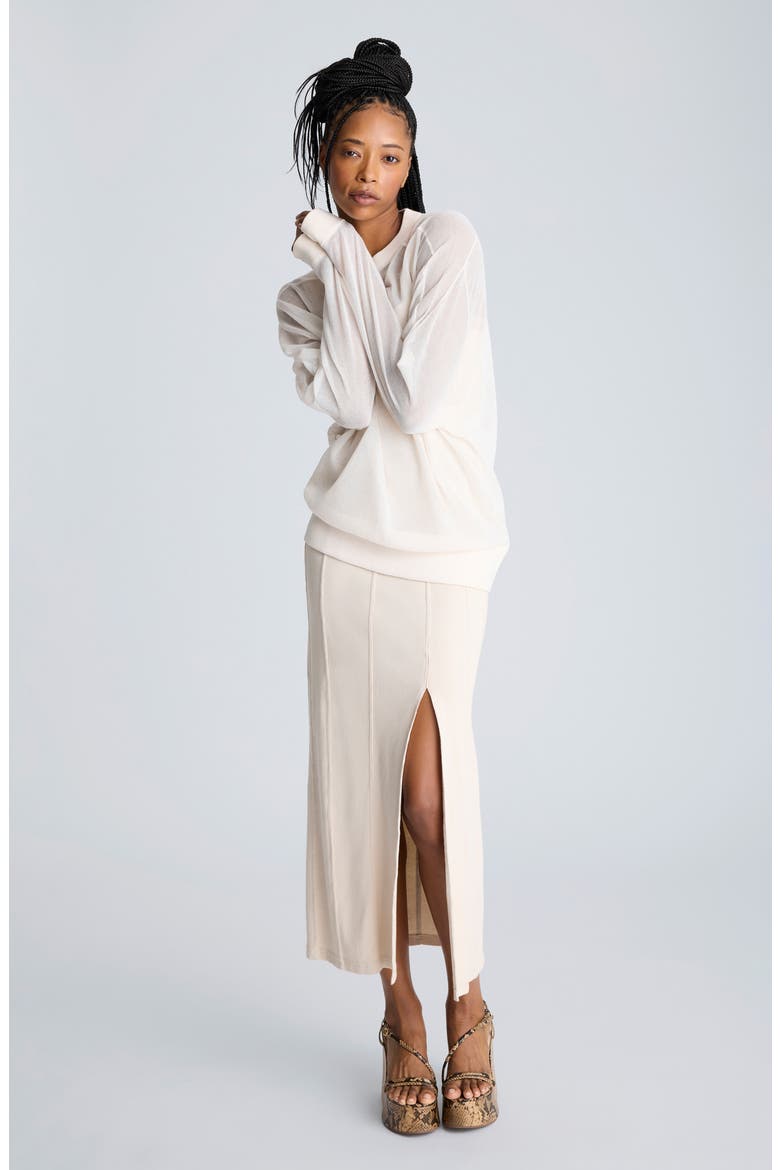 Oversize Sheer Crewneck Top, Alternate, color, OYSTER