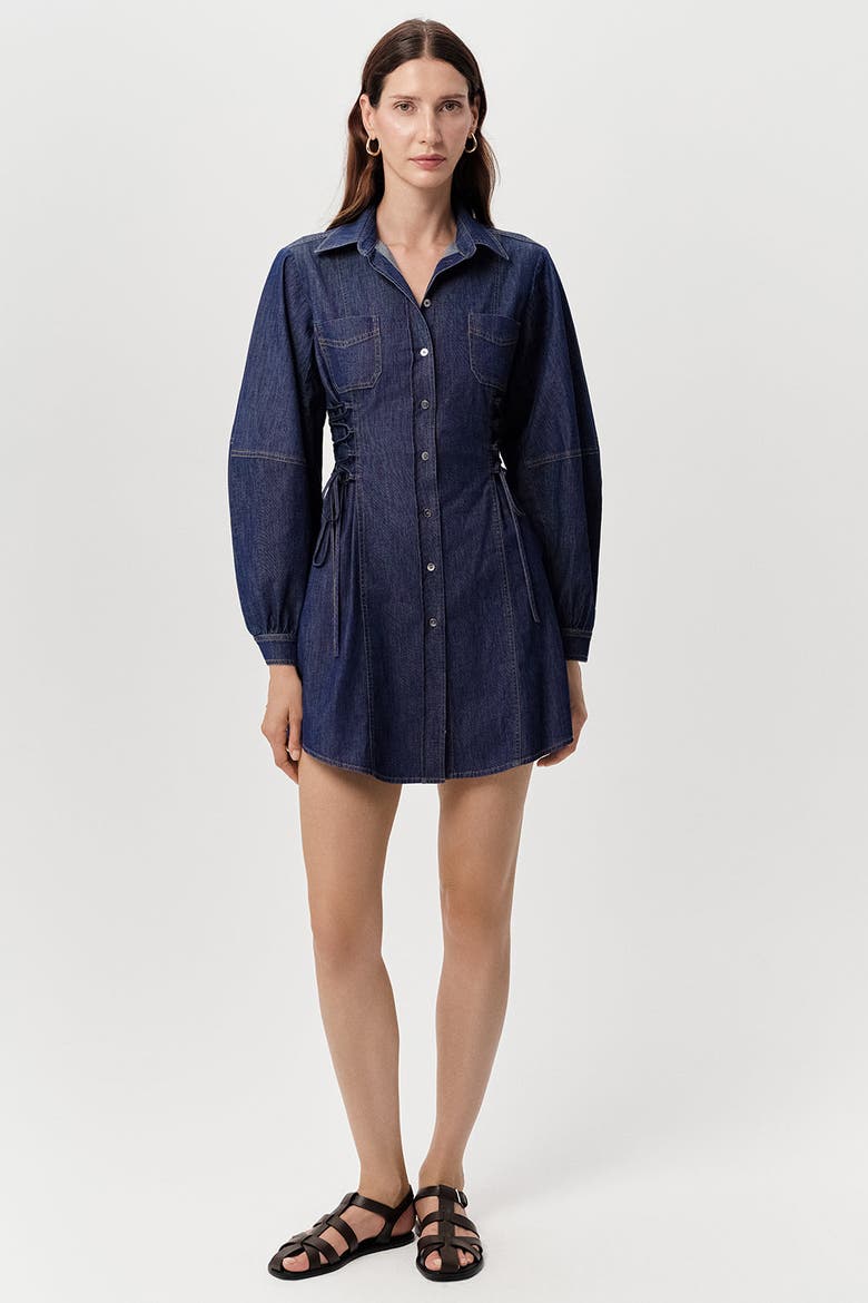 Adilene Long Sleeve Denim Mini Dress, Alternate, color, Blue