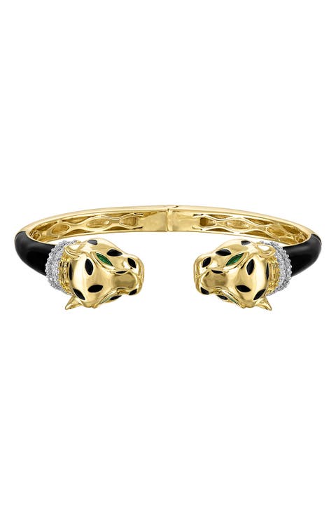 Cubic Zirconia Panther Cuff Bracelet