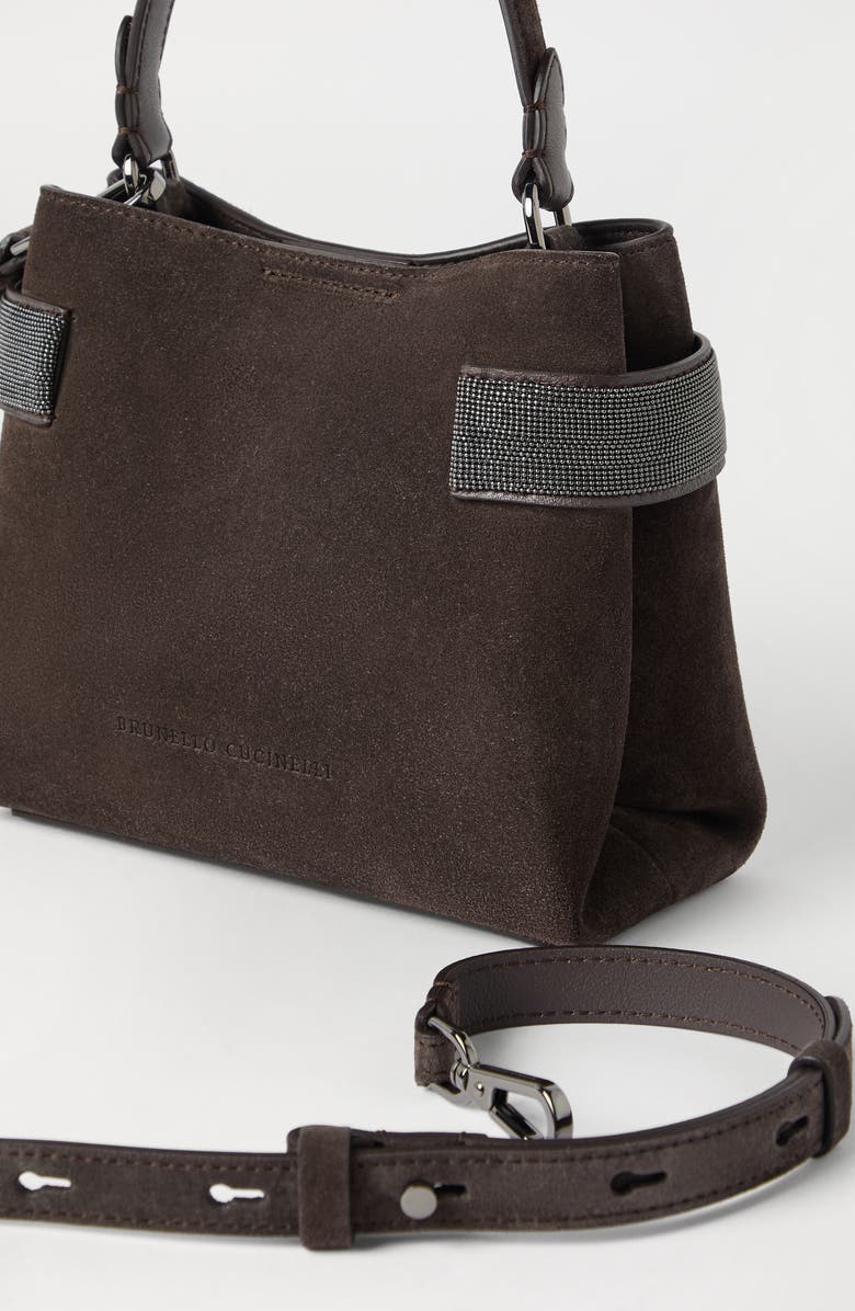 Brunello Cucinelli Small Top-Handle Essence bag, Alternate, color, Pine Cone Brown