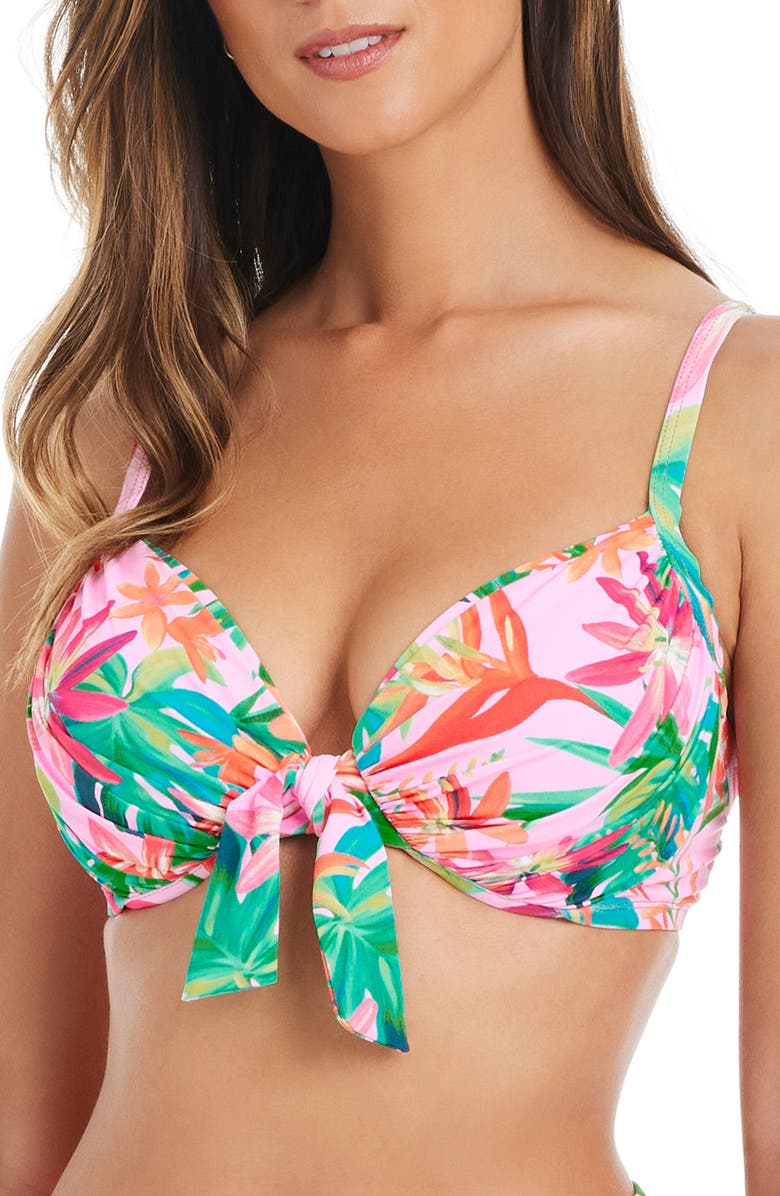 BLEU by Rod Beattie Tie Front D-Cup Underwire Bikini Top, Main, color, 