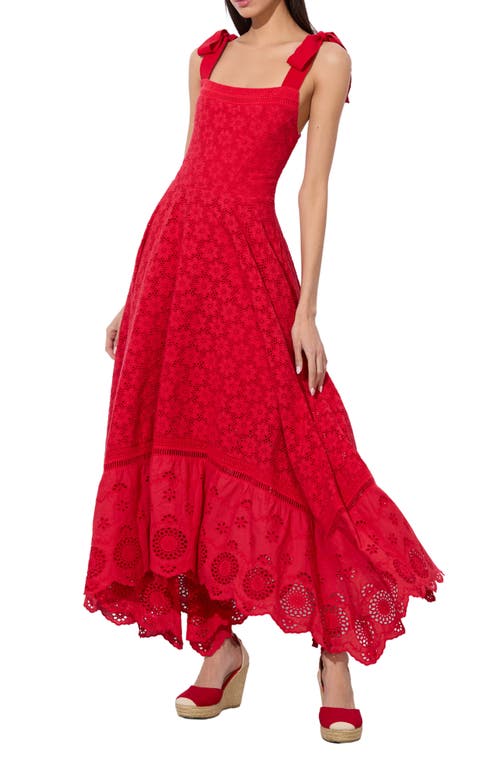 Alice And Olivia Alice + Olivia Rosalee Tie Strap Eyelet Cotton Sundress