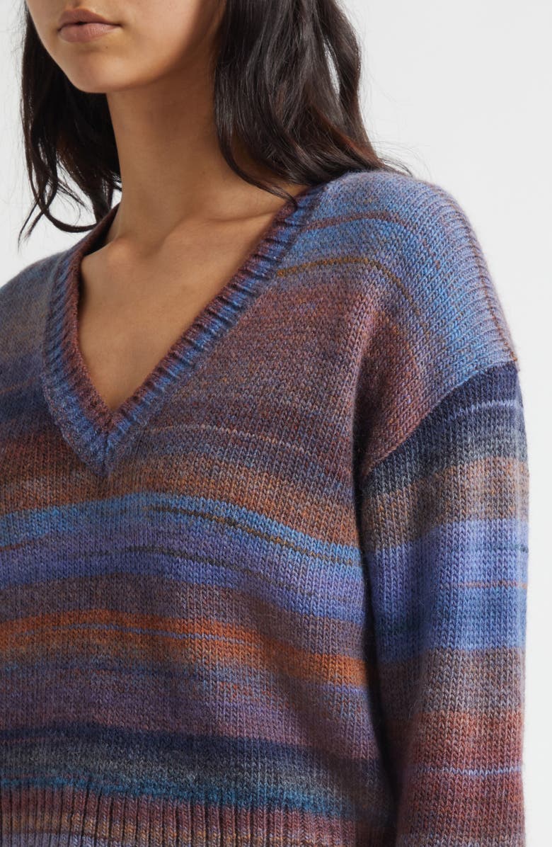 Veronica Beard Diora Stripe Wool Blend Sweater, Alternate, color, Ocean Multi