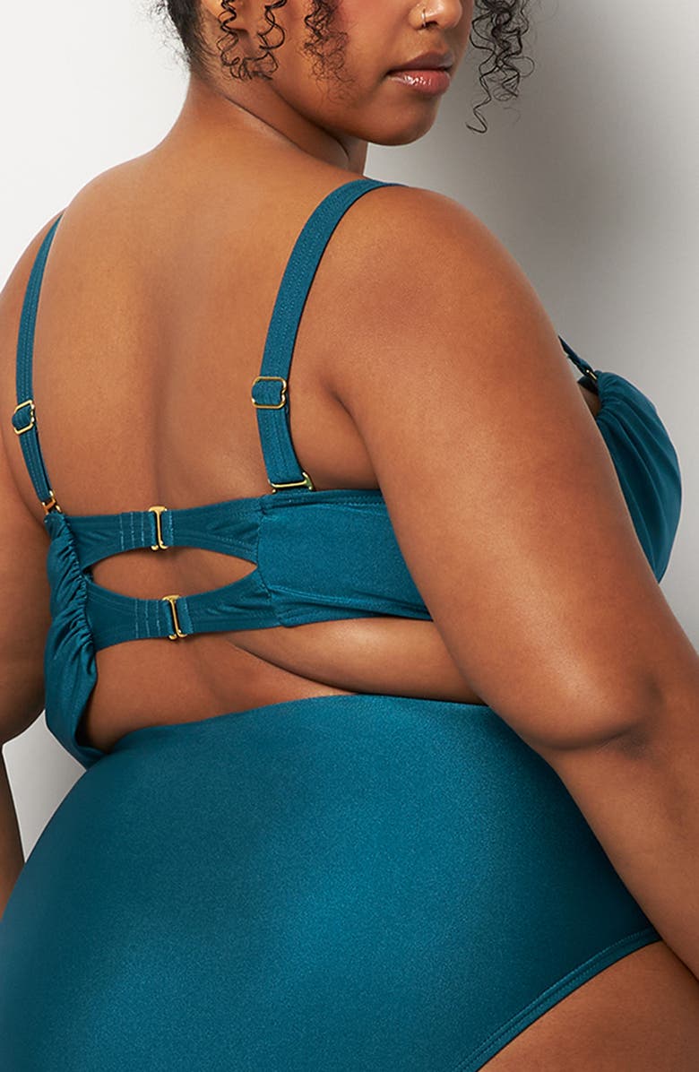 Villa Fresca Draped Asymmetric Bikini Top, Alternate, color, 