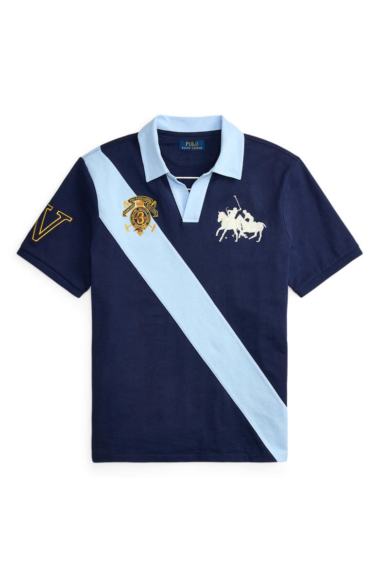 Polo Ralph Lauren Classic Fit Crest Jersey Graphic Polo, Alternate, color, Newport Navy/ Office Blue