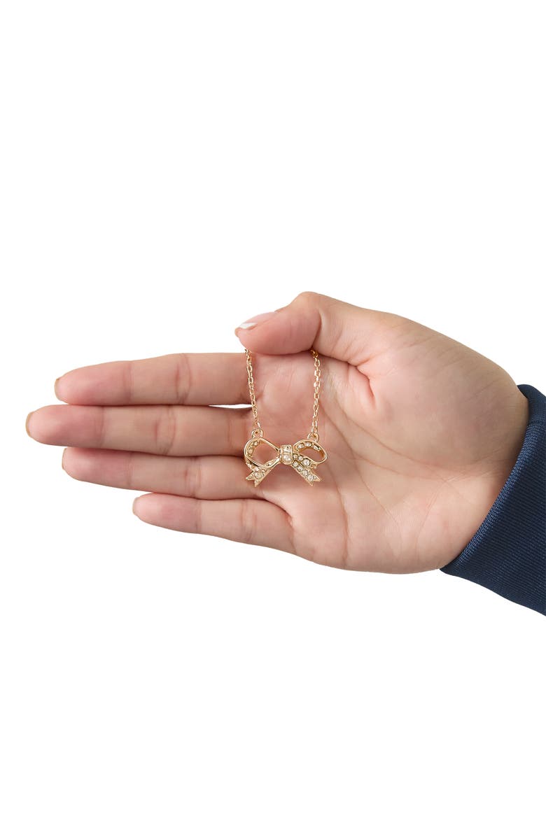 Juicy Couture Pavé Bow Necklace & Stud Earring Set, Gold-Tone, Alternate, color, Gold Tone