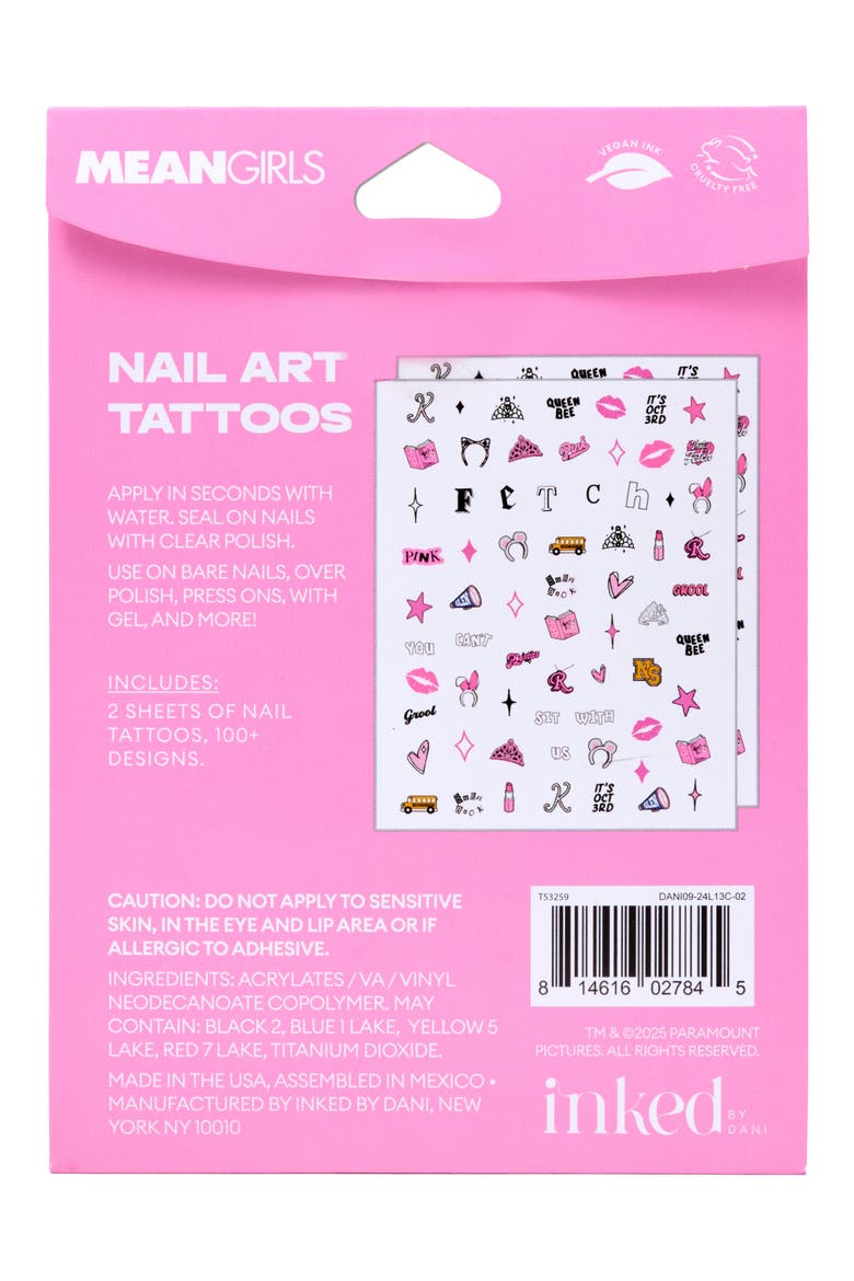 Mean Girls Nail Art Temporary Tattoos, Alternate, color, MULTI