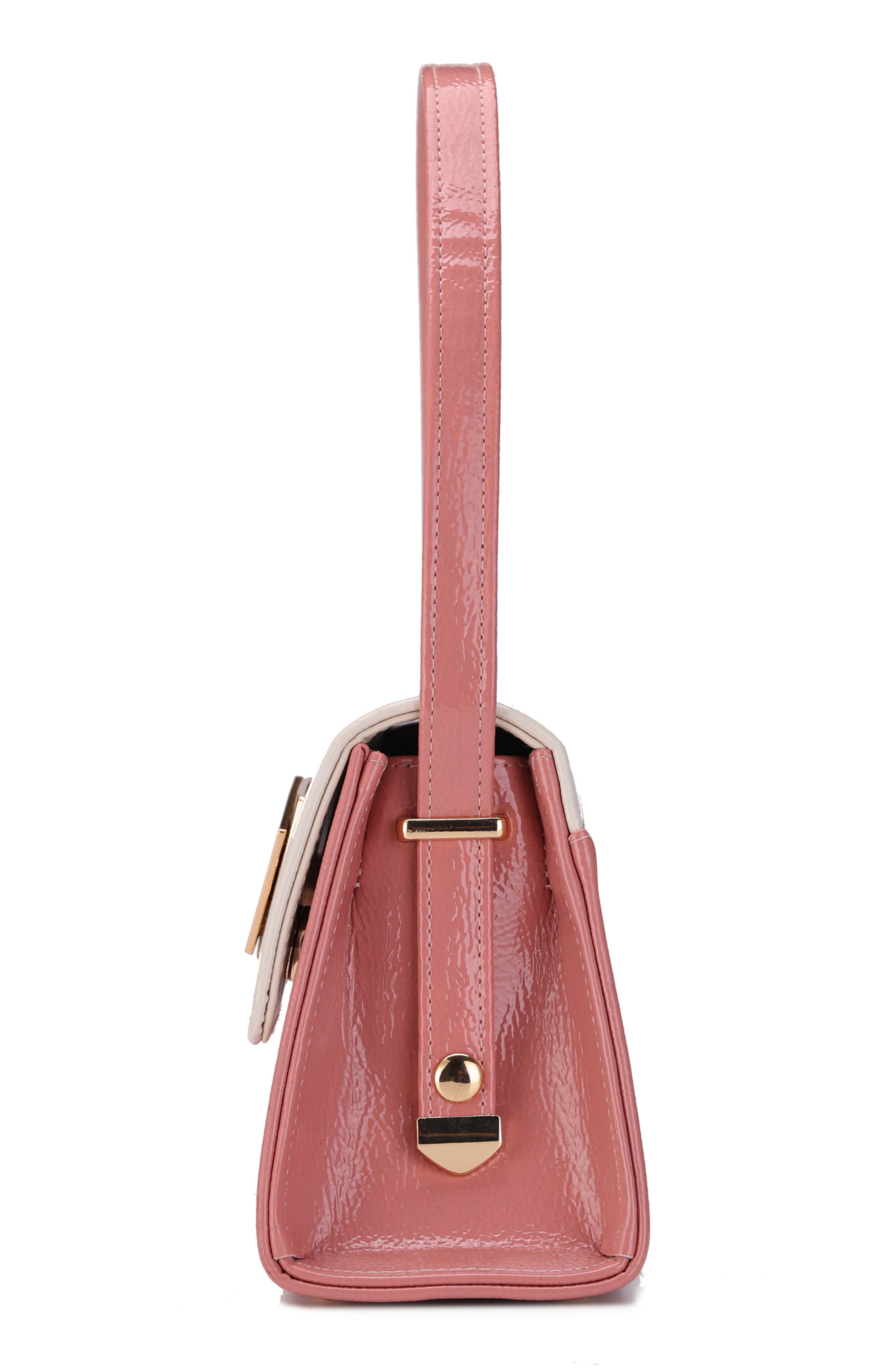 Patent Faux Leather Handbag, Alternate, color, BLUSH MULTI