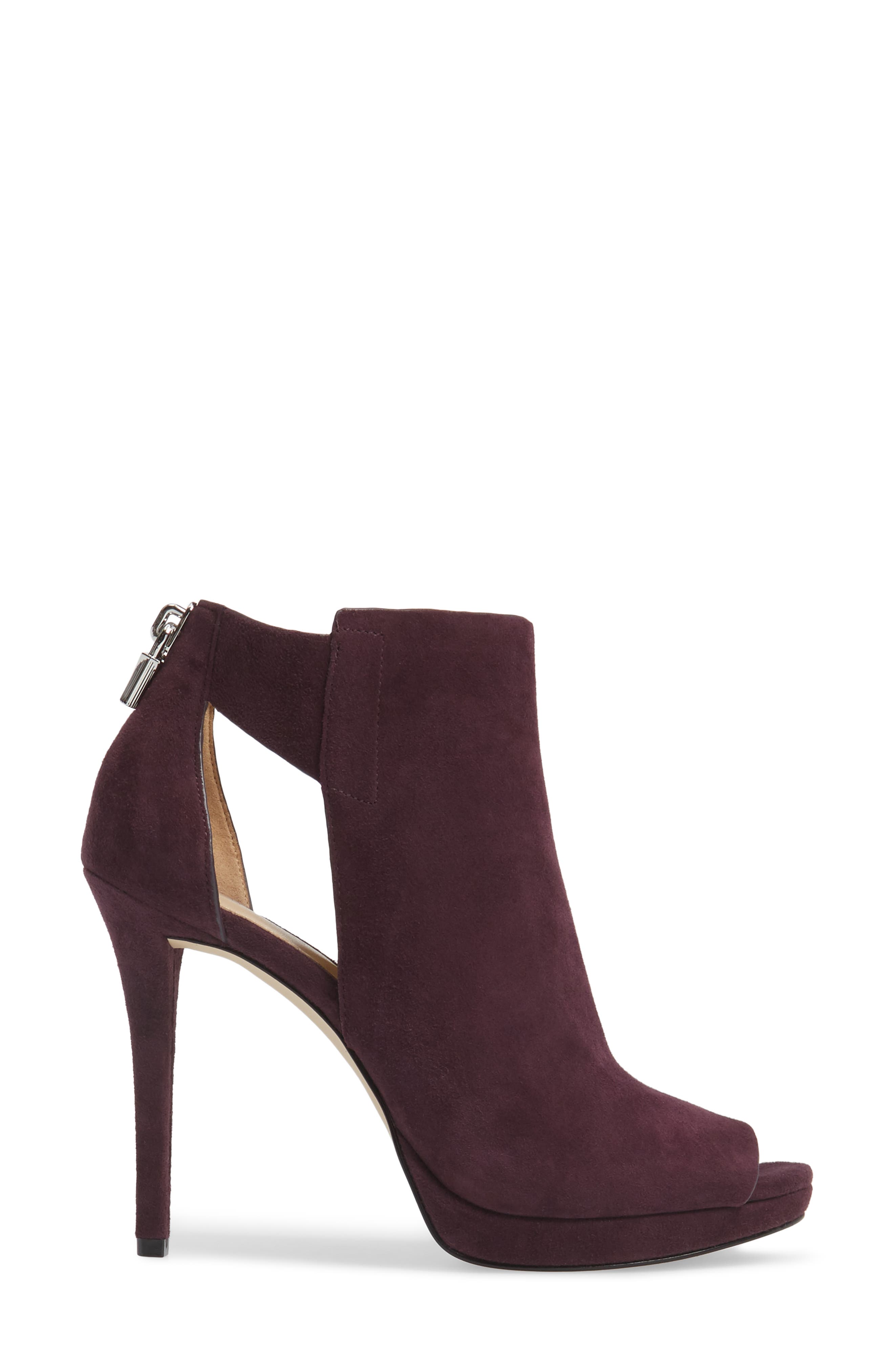 Mira Open Toe Platform Bootie, Alternate, color, DAMSON SUEDE