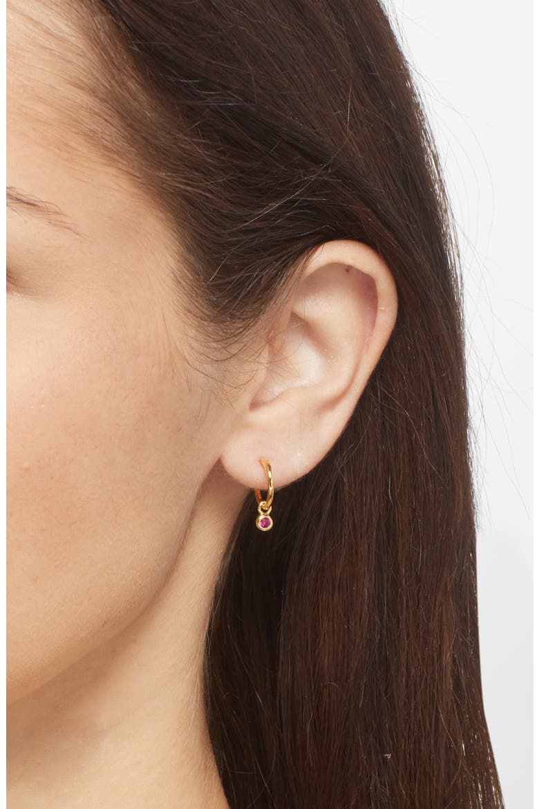 October Birthstone Mini Charm Hoop Earrings, Alternate, color, GOLD