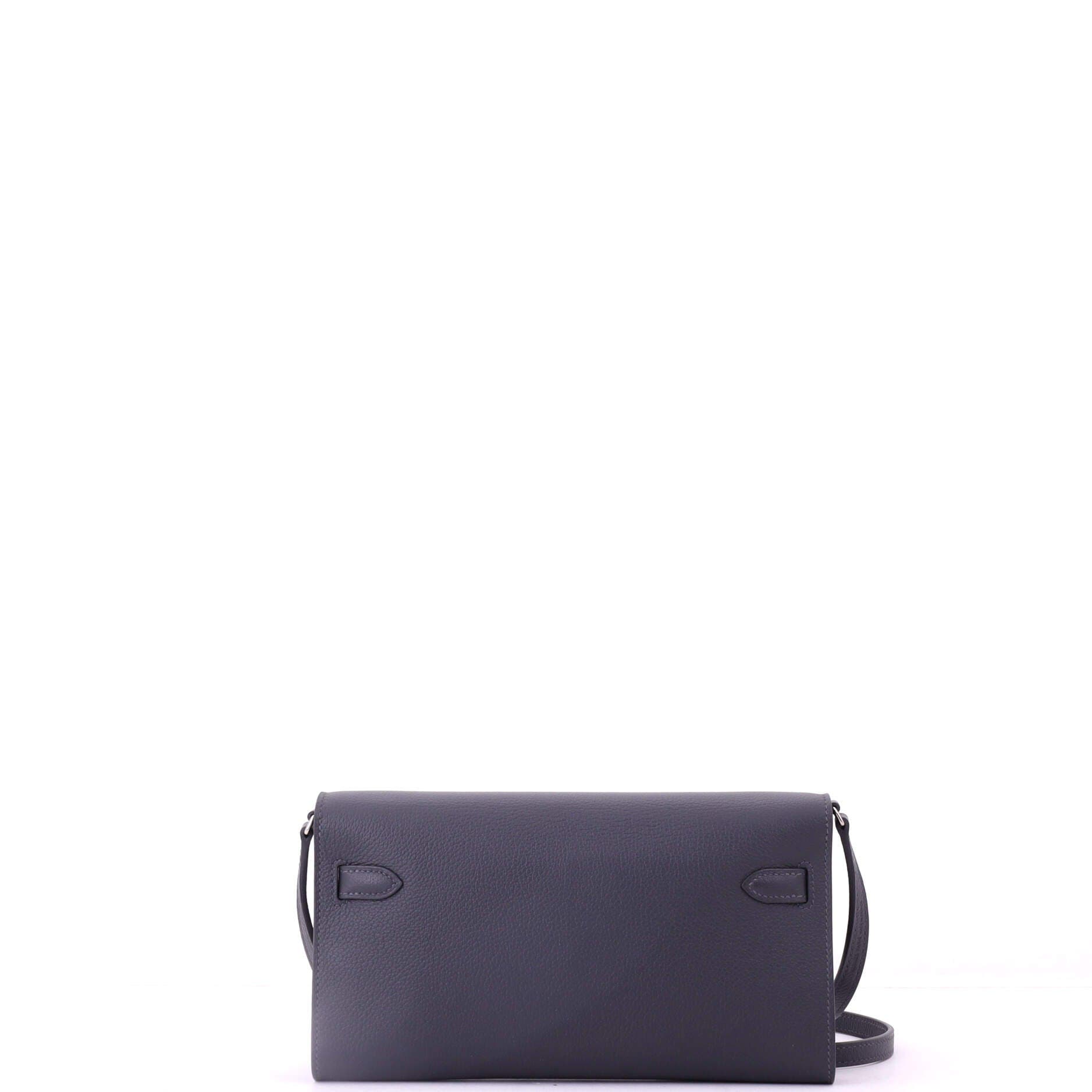 Pre-Owned Hermes Kelly To Go Wallet Evercolor, Alternate, color, Gris Misty