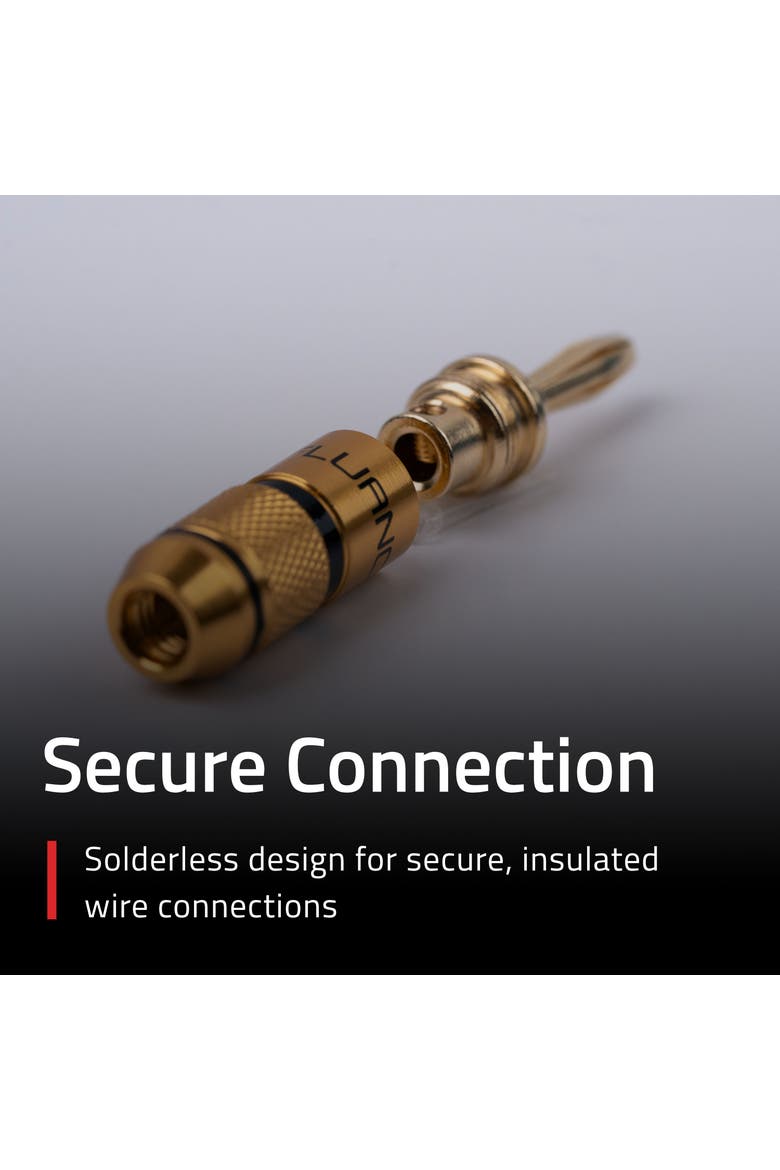 Banana Plug, 24K Gold-plated, 16 to 12 AWG speaker wire for Hi-Fi setup, Alternate, color, Gold