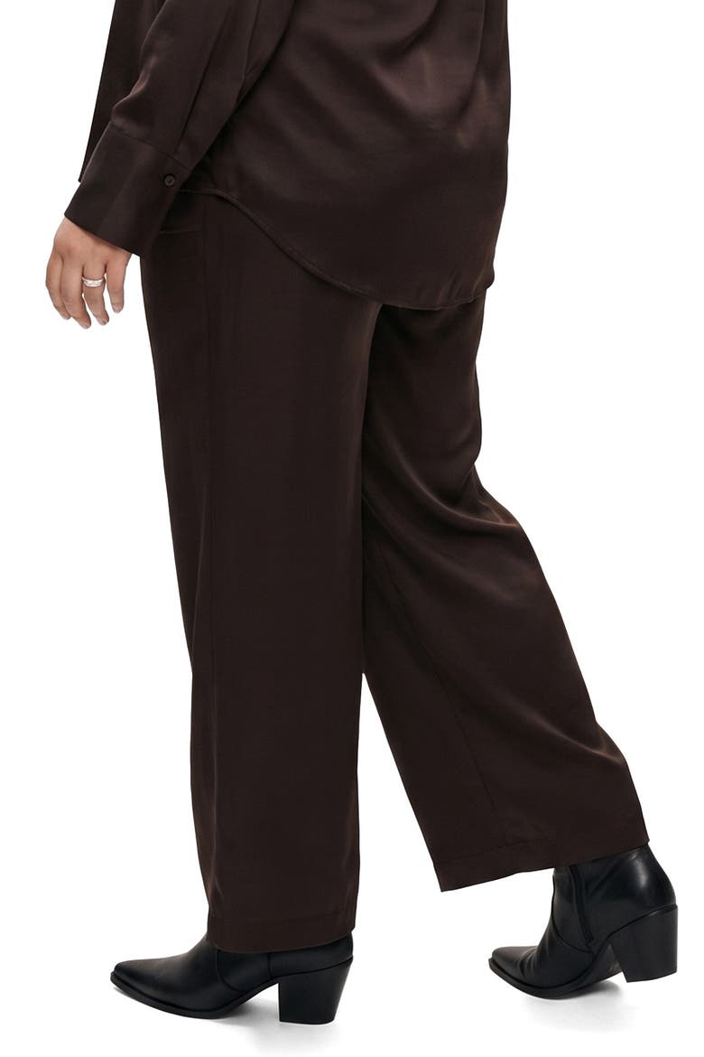 Satin Tie Waist Wide Leg Pants, Alternate, color, CHOCOLATE TORTE