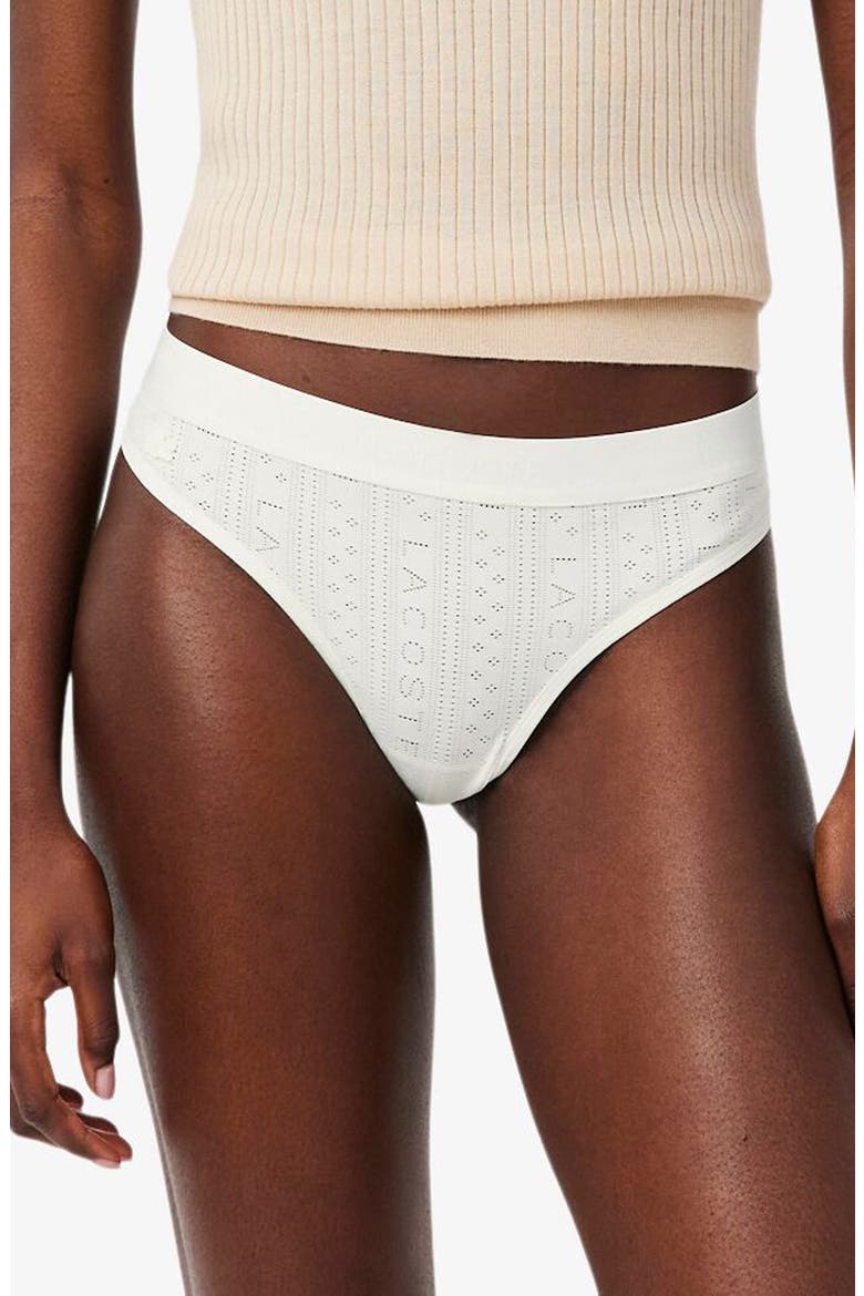 Pointelle Logo Thong, Main, color, FARINE