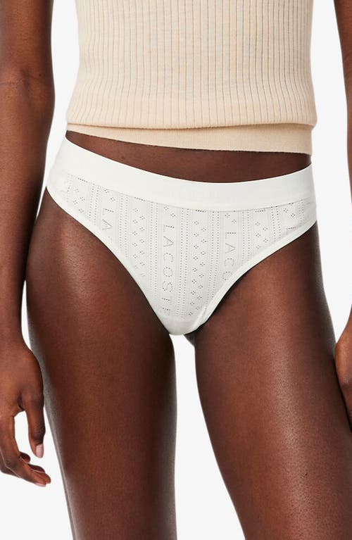 Lacoste Pointelle Logo Thong In White