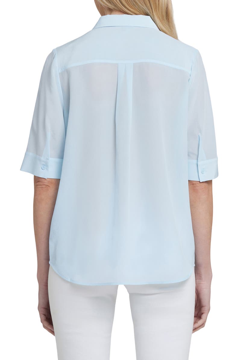 NYDJ Riley Elbow Sleeve Silk Top, Alternate, color, Aquatic