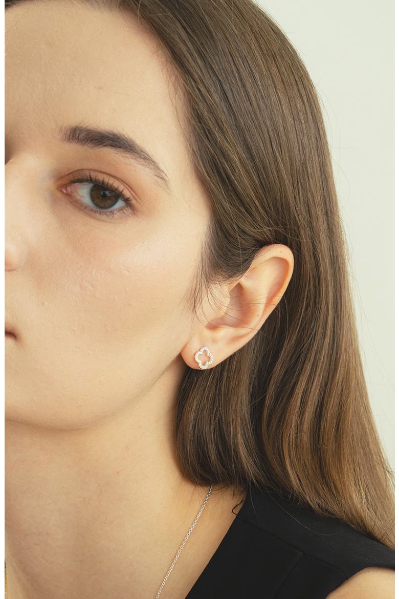 Sterling Silver 18k Gold Plated Aria Clover Stud Earrings Daily Luck, Alternate, color, Silver