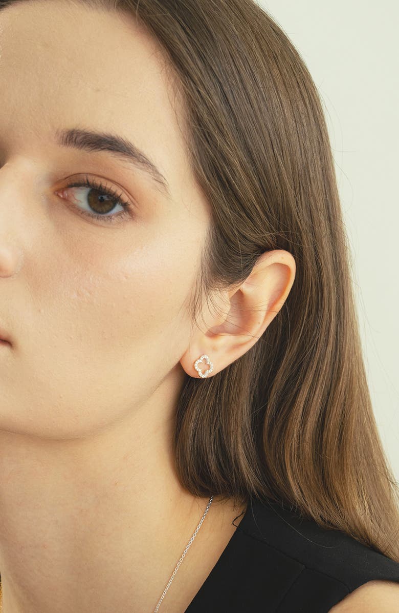 Bearfruit Jewelry Sterling Silver 18k Gold Plated Aria Clover Stud Earrings Minimal Trendy, Alternate, color, Silver