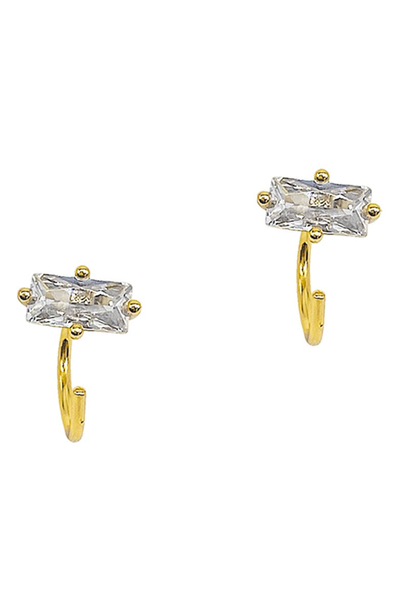 Adornia 14K Yellow Gold Vermeil Baguette Huggie Hook Hoops Earrings, Main, color, Yellow