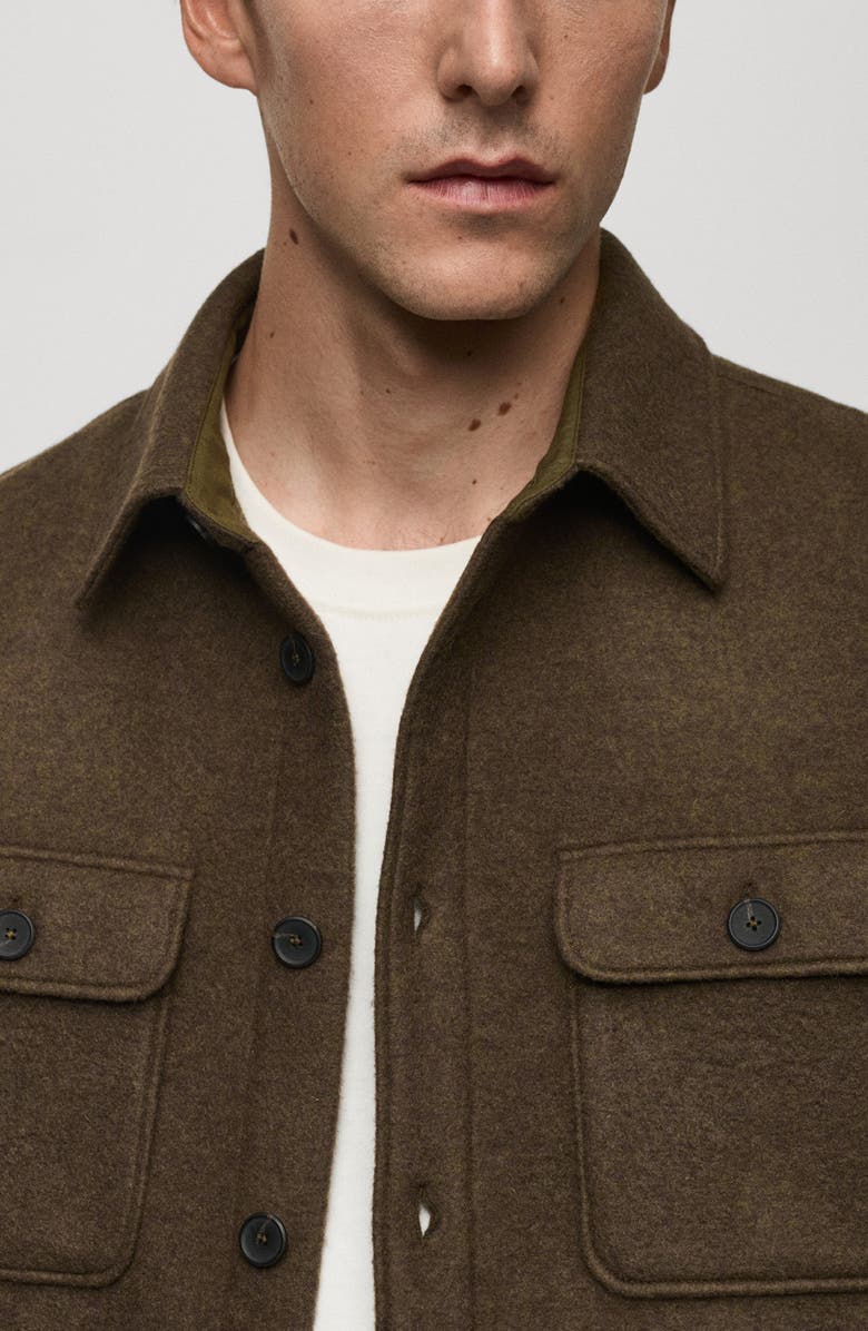 MANGO Regular Fit Overshirt, Alternate, color, Brown