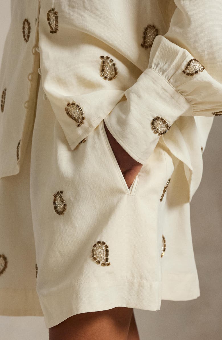 Polo Ralph Lauren Anna Beaded Paisley Shorts, Alternate, color, Trophy Cream