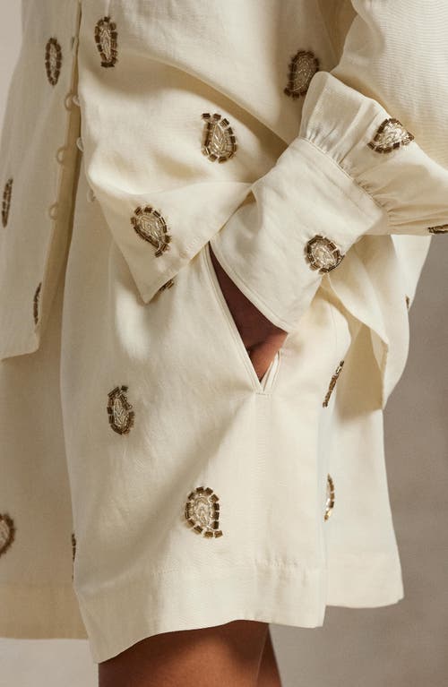 Polo Ralph Lauren Anna Beaded Paisley Shorts In White