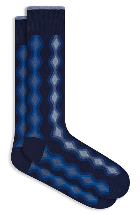 Argyle Mercerized Cotton Blend Dress Socks