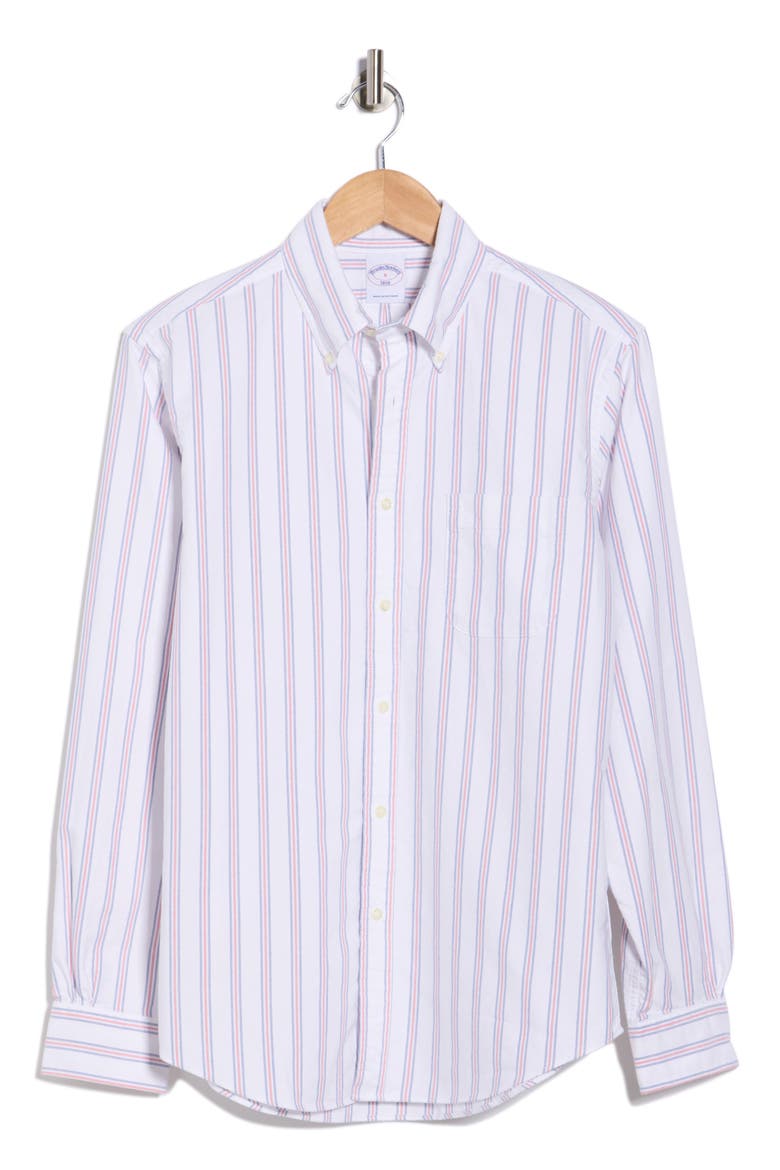 Oxford Stripe Long Sleeve Button-Down Shirt, Alternate, color, WHITE STRIPE