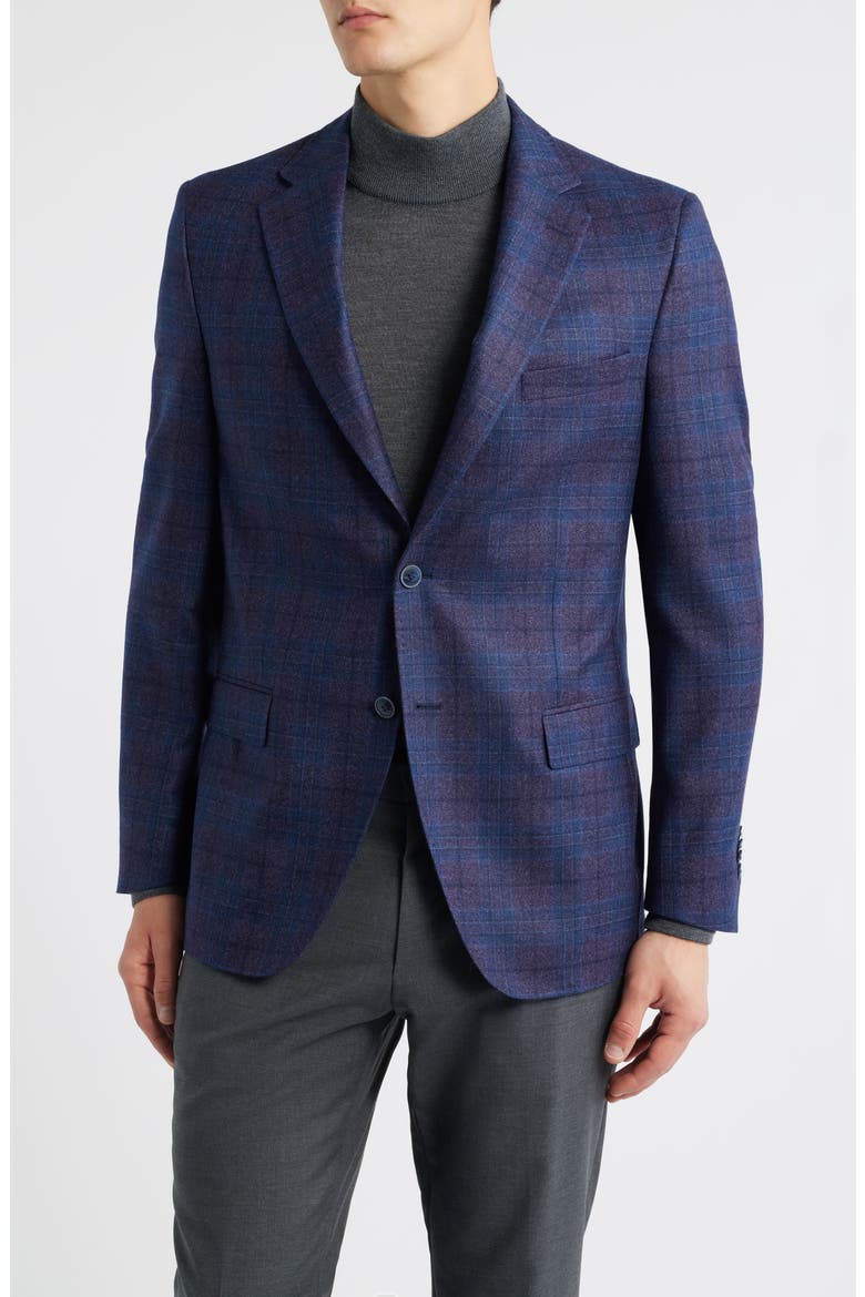 Hyperlight Soft Plaid Wool Sport Coat, Main, color, PURPLE