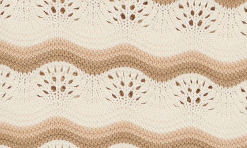 Dr2 By Daniel Rainn Wavy Stripe Short Sleeve Crop Sweater In Tan