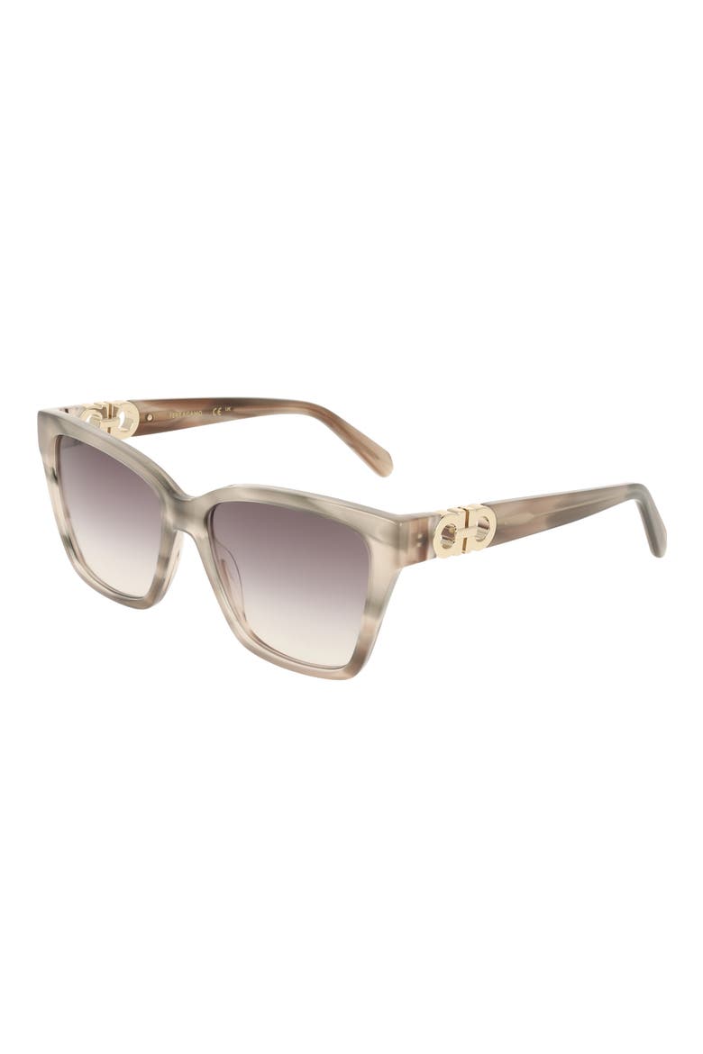 57mm Rectangle Sunglasses, Alternate, color, STRIPED TAUPE BEIGE