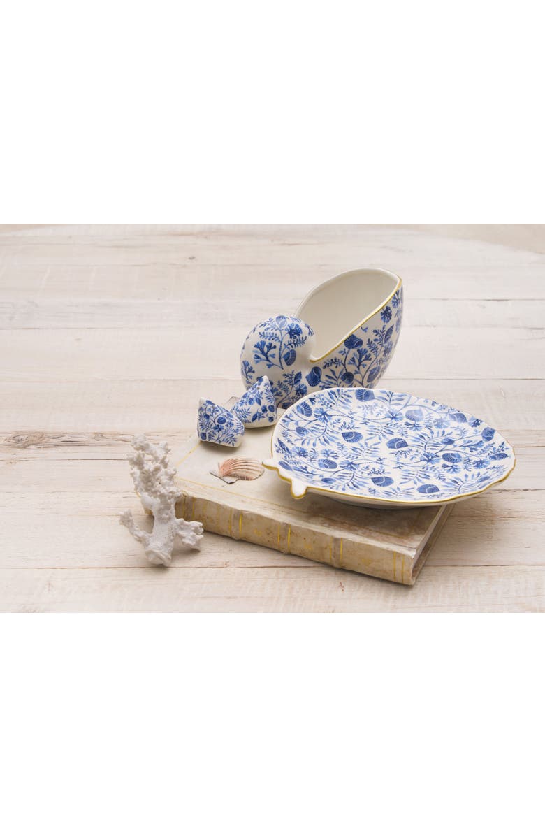 Gallerie II Chinoiserie Nautilus Shell Decorative Novelty Shaped Container, Alternate, color, Blue